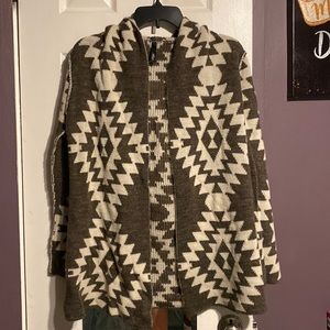 Brown and cream Aztek sweater jacket